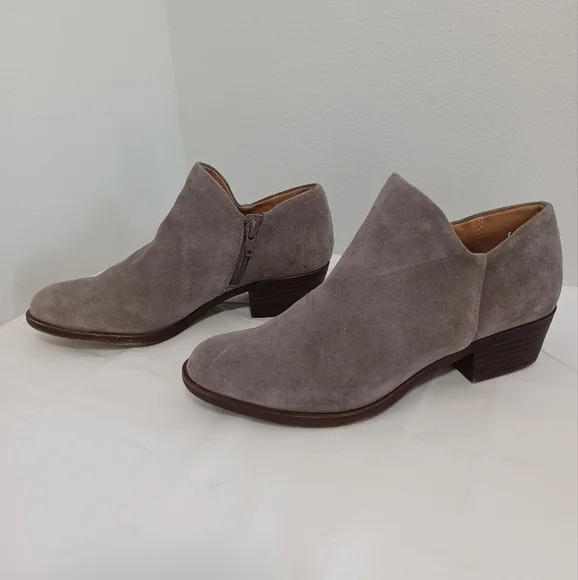 LUCKY BRAND suede ankle boots boots zip-up gray size 7m-(37.1/2) soft leather - Picture 11 of 11